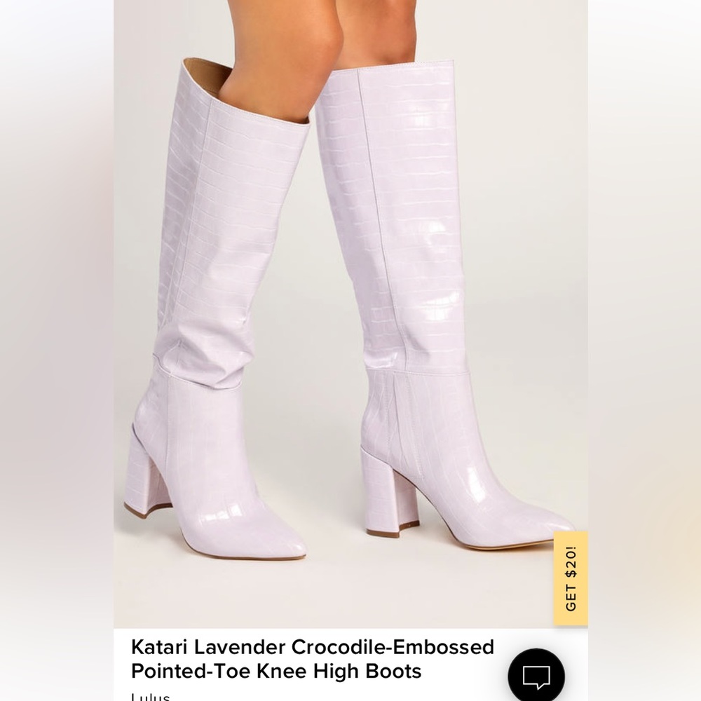 Lavender croc knee high boots